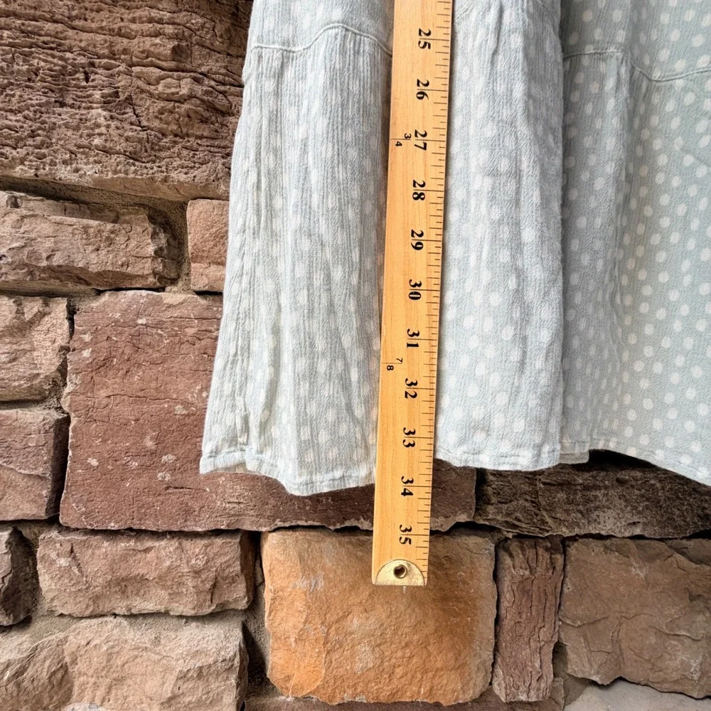 Abercrombie & Fitch Womens Large Dress Green Polka Dot Long Sleeve Tiered Mini